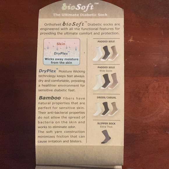 OrthoFeet biosoft diabetic dress/casual sock size XL 12-15 - Picture 4 of 8